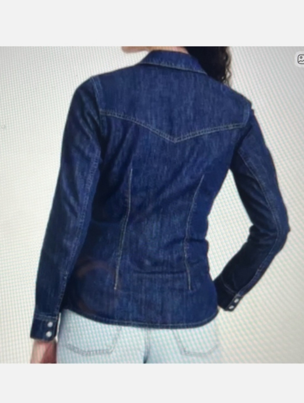 Universal Thread Dark Wash Tailored Button-Up Denim Shirt - Picture 3 of 6